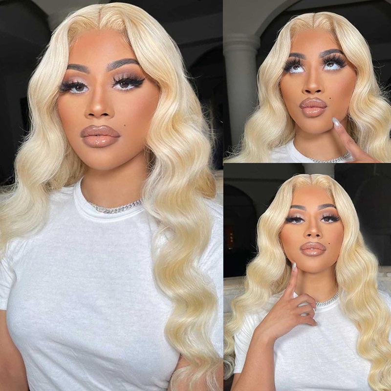 VIYA Pre Bleached Knots 13x4 HD Full Lace Frontal 613 Blonde Body Wave Human Hair Wig
