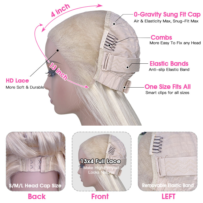 VIYA Straight 613 Blonde Full Size™ Glueless 13x4 HD Lace Frontal Human Hair Wig