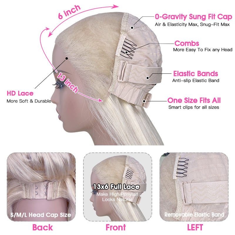 VIYA Full Size™ Glueless 13x4/13x6 Full HD Lace Frontal 613 Blonde Loose Body Wave Human Hair Wigs