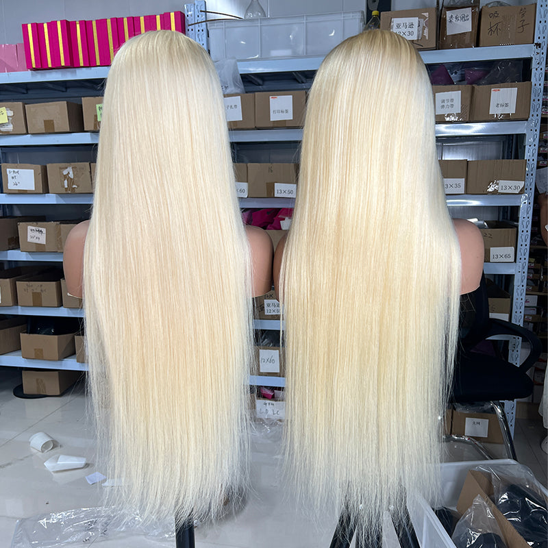 VIYA 2 PCS 13x4 HD Lace Frontal Wig 613 Blonde Color Straight Body Wave All Pre Styled Wholesale Package Deal