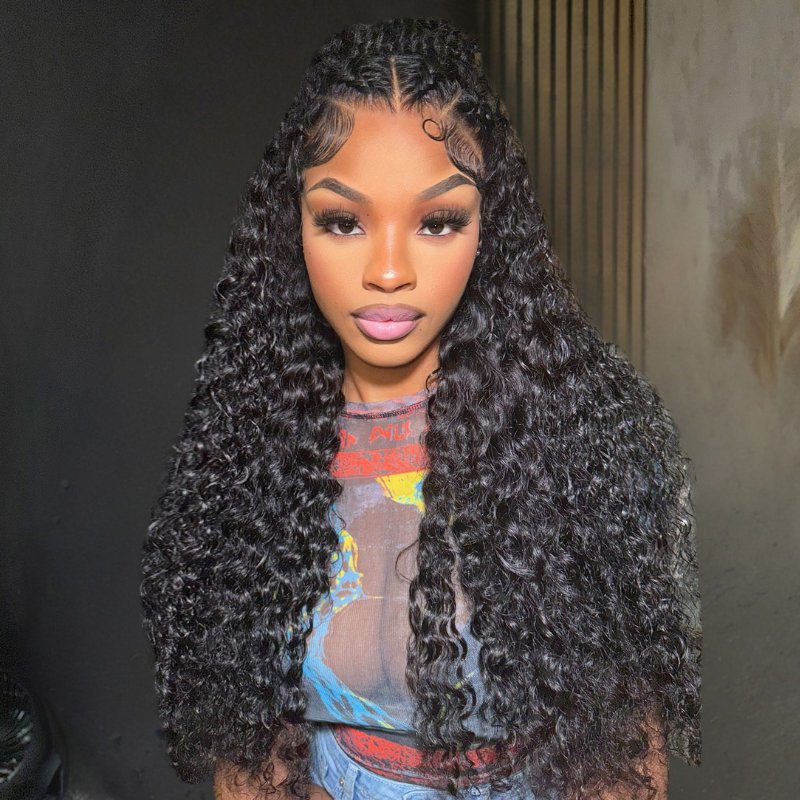 VIYA 13x6 HD Lace Frontal Deep Wave Natural Black Human Hair Pre Bleached Knots Wig