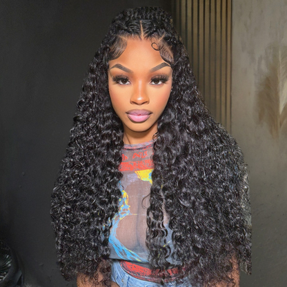 VIYA 13x6 HD Lace Frontal Deep Wave Natural Black Human Hair Pre Bleached Knots Wig