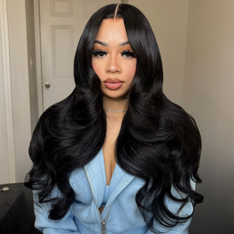 VIYA 13x4 HD Lace Frontal Body Wave Natural Black Human Hair Pre Bleached Knots Wig