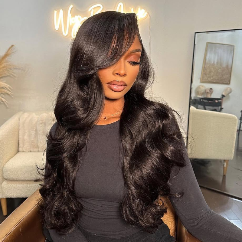 VIYA 13x4 HD Lace Frontal Body Wave Natural Black Human Hair Pre Bleached Knots Wig