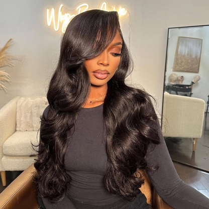 VIYA 13x4 HD Lace Frontal Body Wave Natural Black Human Hair Pre Bleached Knots Wig