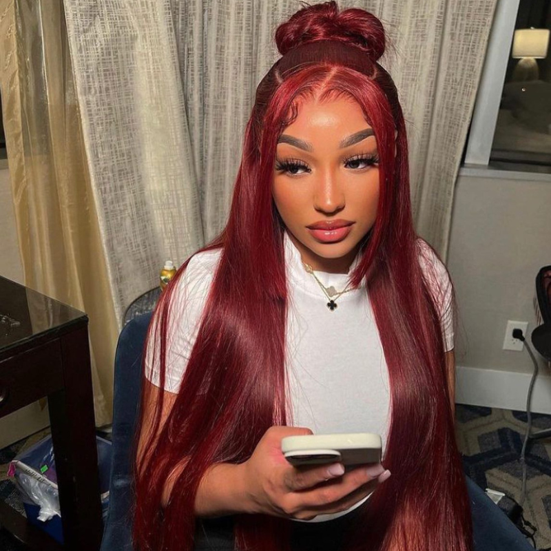 VIYA 13x4 HD Lace Frontal 99J Pre Bleached Knots Straight Human Hair Wig