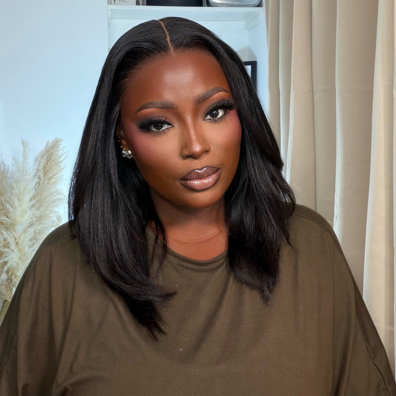 VIYA Straight Lace Bob Wig 10-16 Inch Natural Black Human Hair Wig