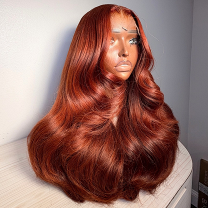 VIYA Full Size™ 13x6 HD Lace Hairstyles Five Brown Orange All Pre Styled Human Hair Wig