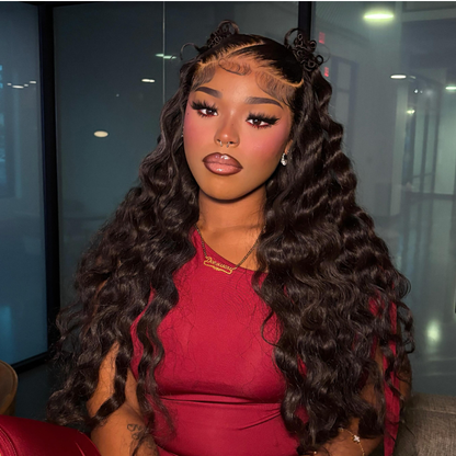 VIYA 13x4 HD Lace Frontal Loose Deep Wave Natural Black Human Hair Pre Bleached Knots Wig