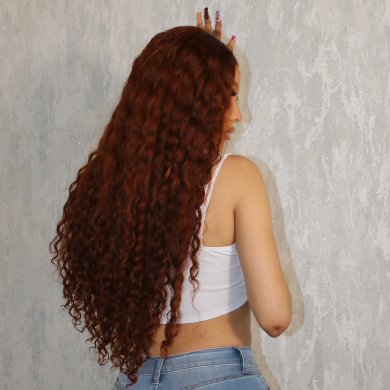 VIYA Full Size™ 13x6 HD Lace Frontal Auburn Red Color Water Wave All Pre Styled Wig