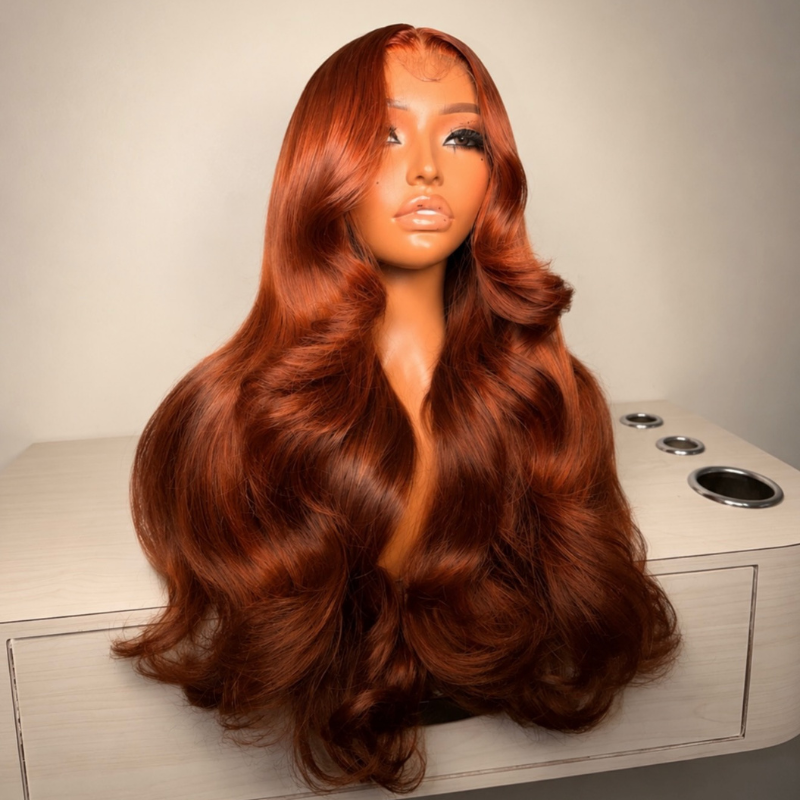 VIYA Full Size™ 13x6 HD Lace Hairstyles Five Brown Orange All Pre Styled Human Hair Wig
