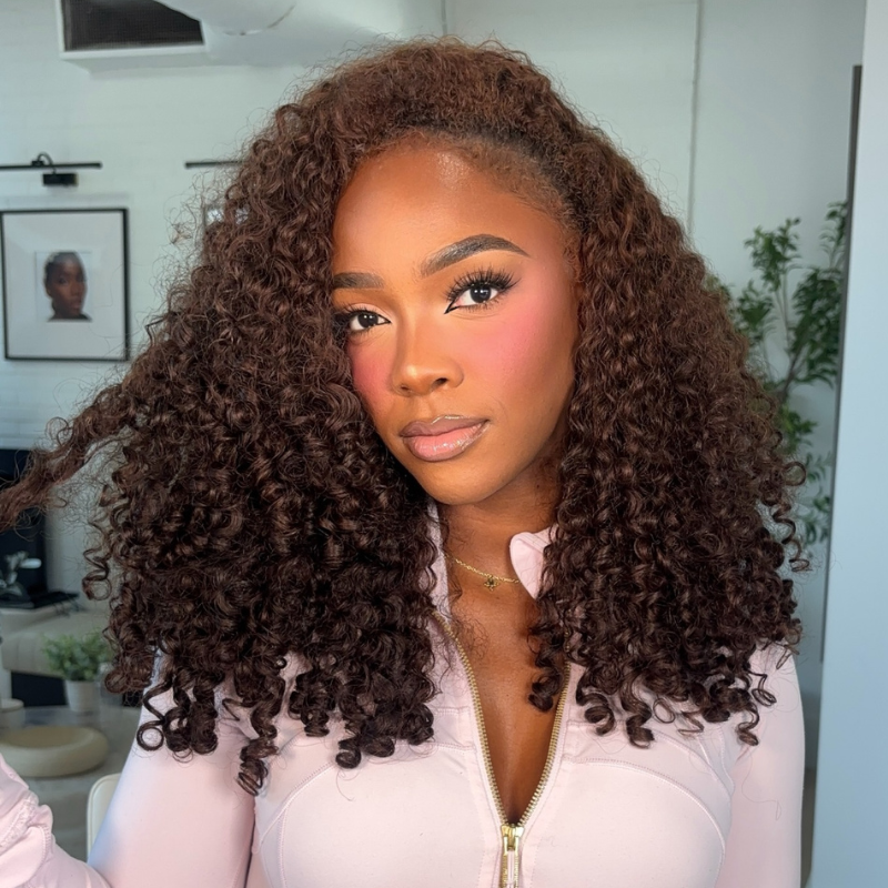 VIYA Full Size™ 13x6 HD Lace Frontal All Pre Styled Deep Curly Dark Chocolate Brown Wig