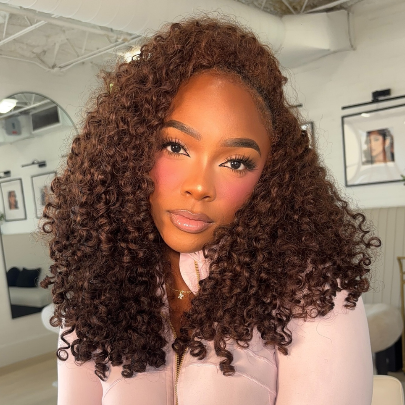 VIYA Full Size™ 13x6 HD Lace Frontal All Pre Styled Deep Curly Dark Chocolate Brown Wig