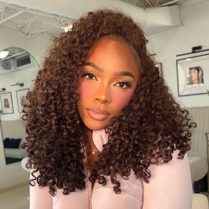VIYA Full Size™ 13x6 HD Lace Frontal All Pre Styled Deep Curly Dark Chocolate Brown Wig