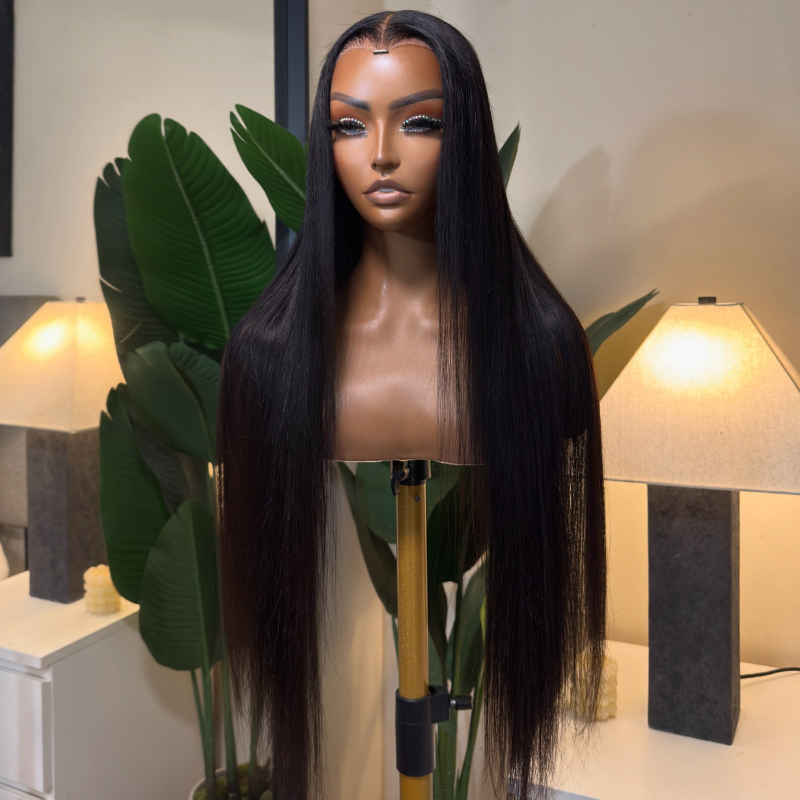 VIYA 13x6 HD Lace Frontal Straight Natural Black Human Hair Pre Bleached Knots Wig