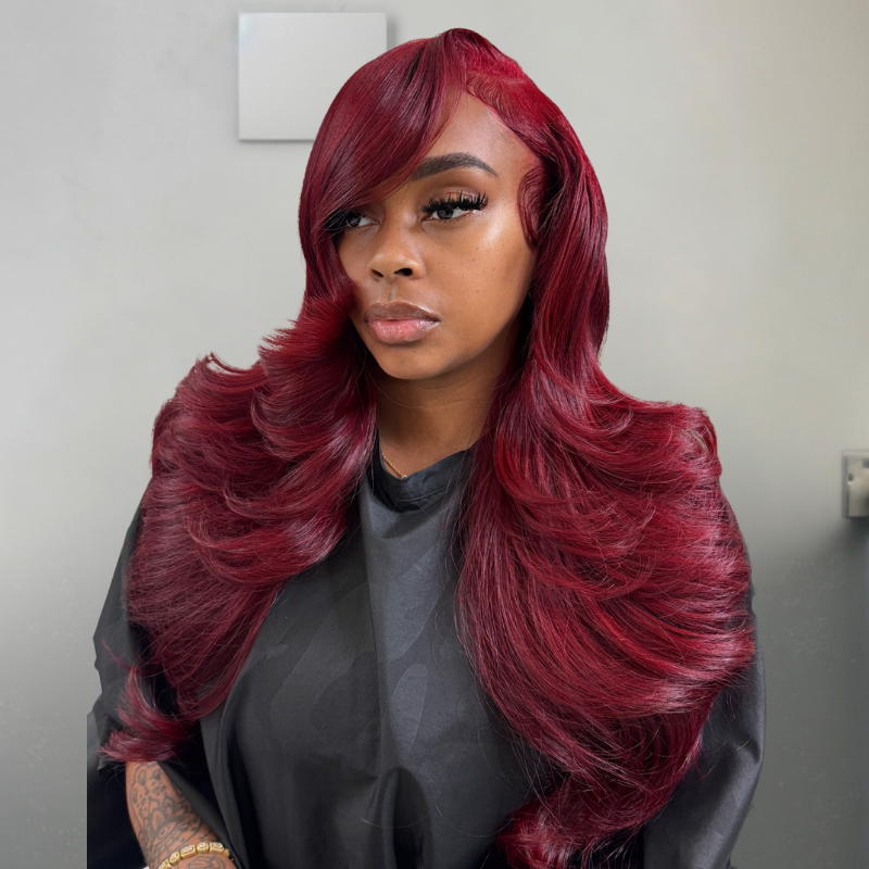 VIYA Full Size™ 13x6 HD Lace Frontal Burgundy Body Wave &amp; Straight Human Hair All Pre Styled Wig