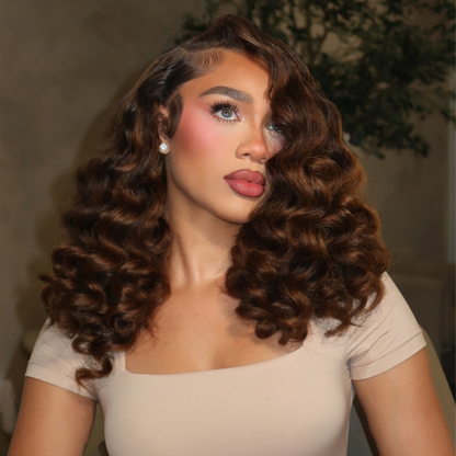 VIYA Full Size™ 13x6 HD Lace Frontal Loose Deep Wave Dark Chocolate Brown Human Hair All Pre Styled Wig