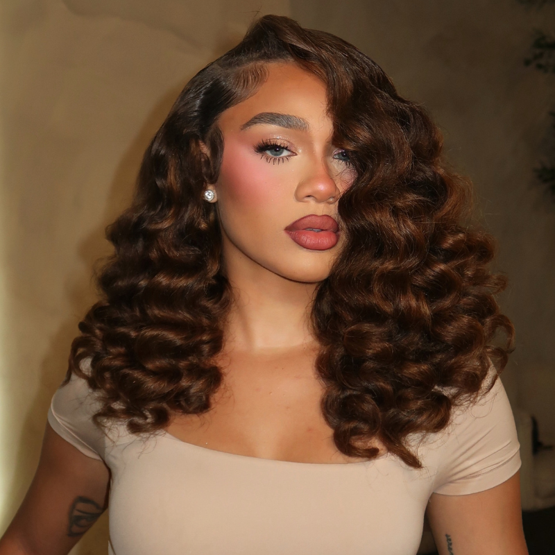 VIYA Full Size™ 13x6 HD Lace Frontal Loose Deep Wave Dark Chocolate Brown Human Hair All Pre Styled Wig