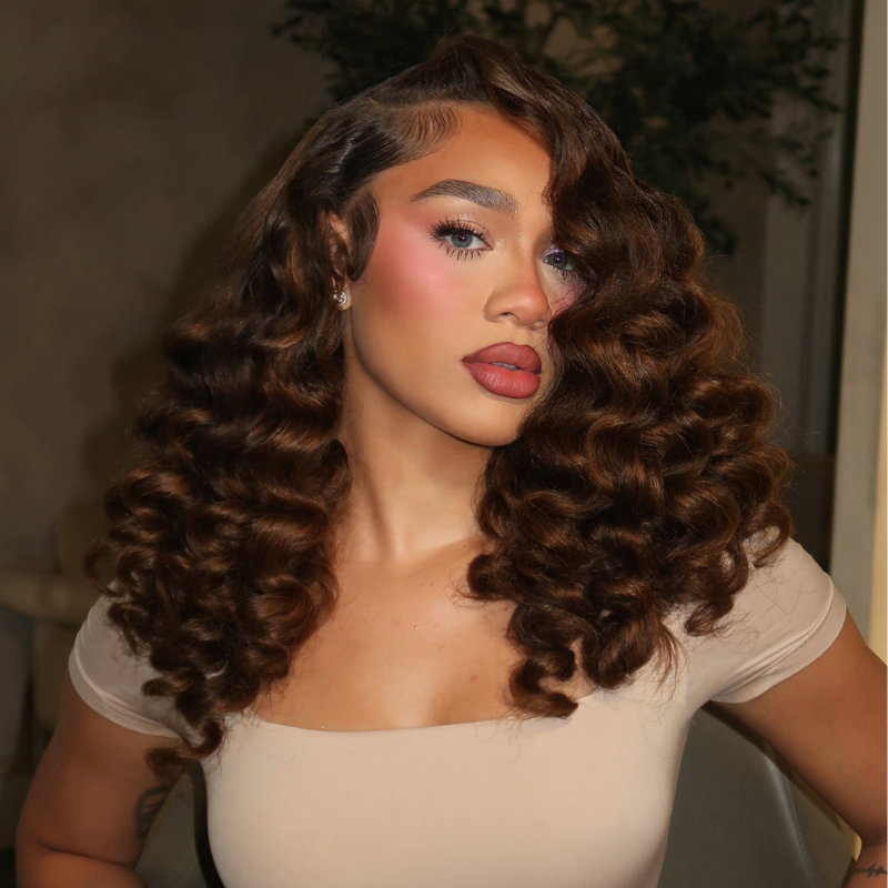 VIYA Full Size™ 13x6 HD Lace Frontal Loose Deep Wave Dark Chocolate Brown Human Hair All Pre Styled Wig