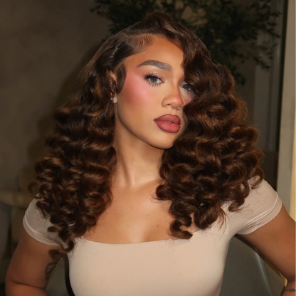 VIYA Full Size™ 13x6 HD Lace Frontal Loose Deep Wave Dark Chocolate Brown Human Hair All Pre Styled Wig