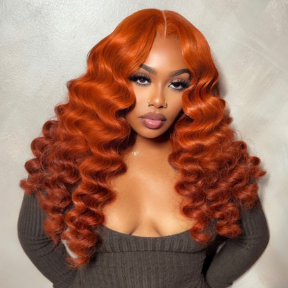 VIYA Full Size™ 13x6 HD Lace Frontal Copper Brown Loose Deep Wave All Pre Styled Human Hair Wig