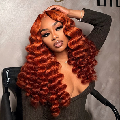 VIYA Full Size™ 13x6 HD Lace Frontal Copper Brown Loose Deep Wave All Pre Styled Human Hair Wig