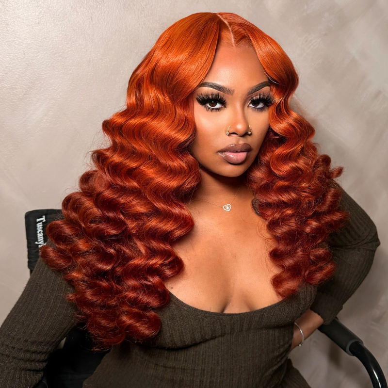 VIYA Full Size™ 13x6 HD Lace Frontal Copper Brown Loose Deep Wave All Pre Styled Human Hair Wig