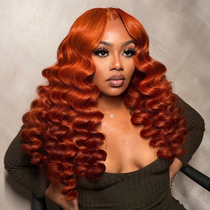VIYA Full Size™ 13x6 HD Lace Frontal Copper Brown Loose Deep Wave All Pre Styled Human Hair Wig