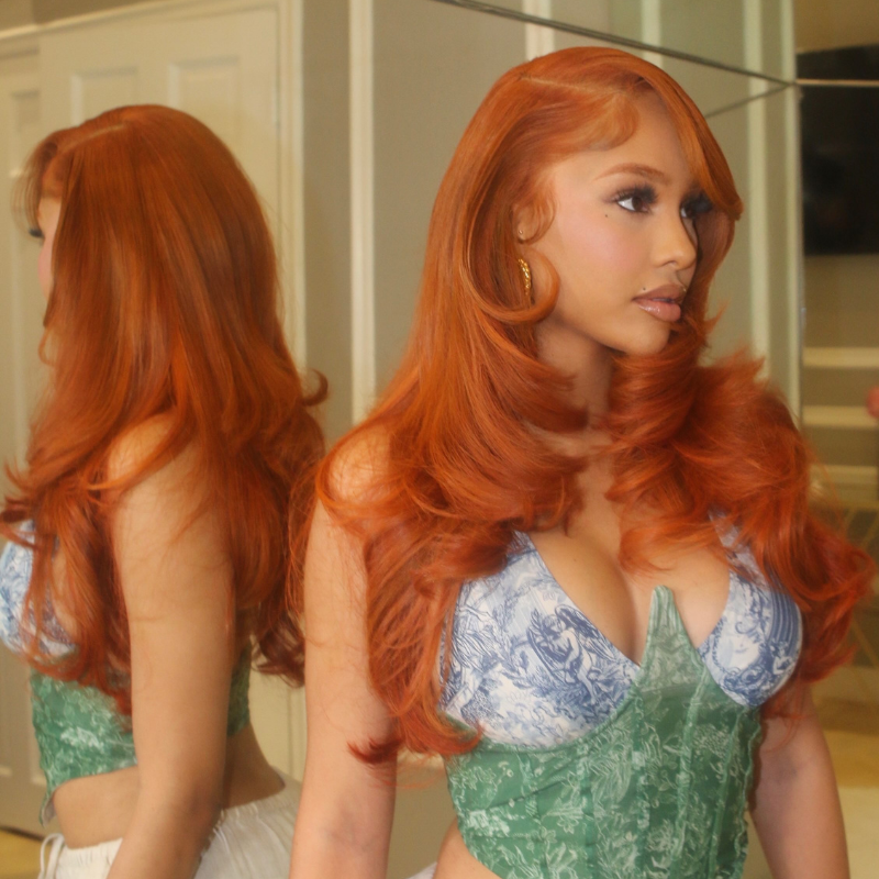 VIYA Full Size™ 13x6 HD Lace Ginger Orange Color Loose Body All Pre Styled Human Hair Wig