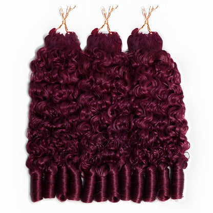 VIYA Feather Crochet Burgundy 99J Burmese Curly Human Hair Extensions