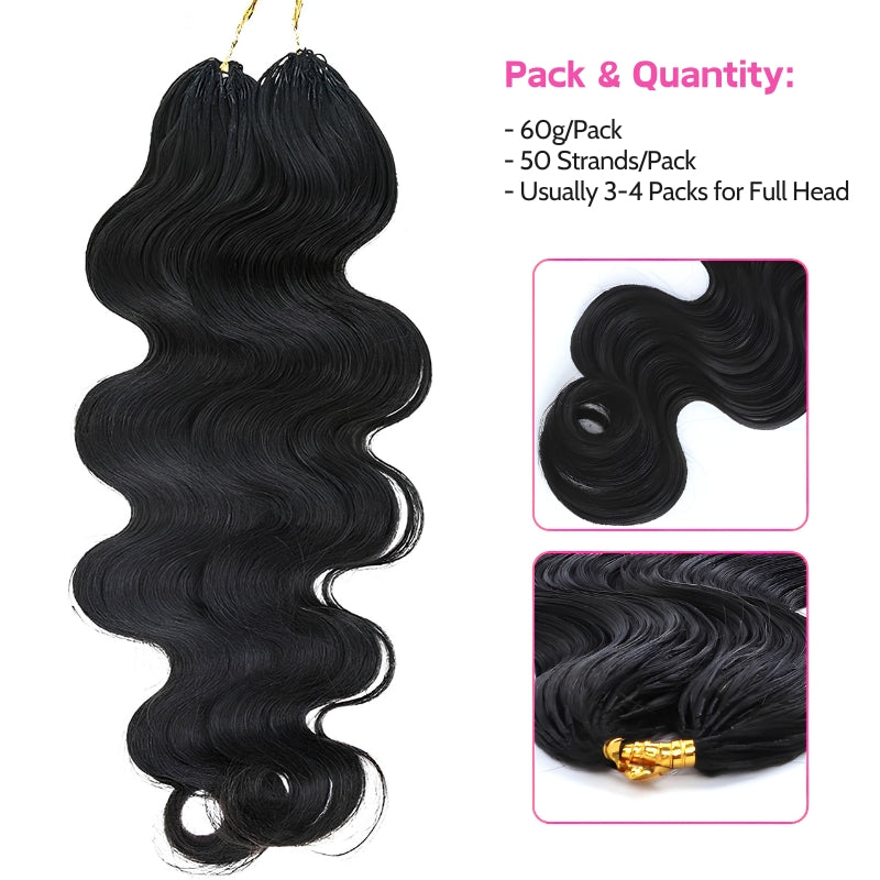 VIYA Feather Crochet Body Wave Natural Black Human Hair Extensions