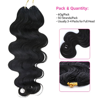 VIYA Feather Crochet Body Wave Natural Black Human Hair Extensions