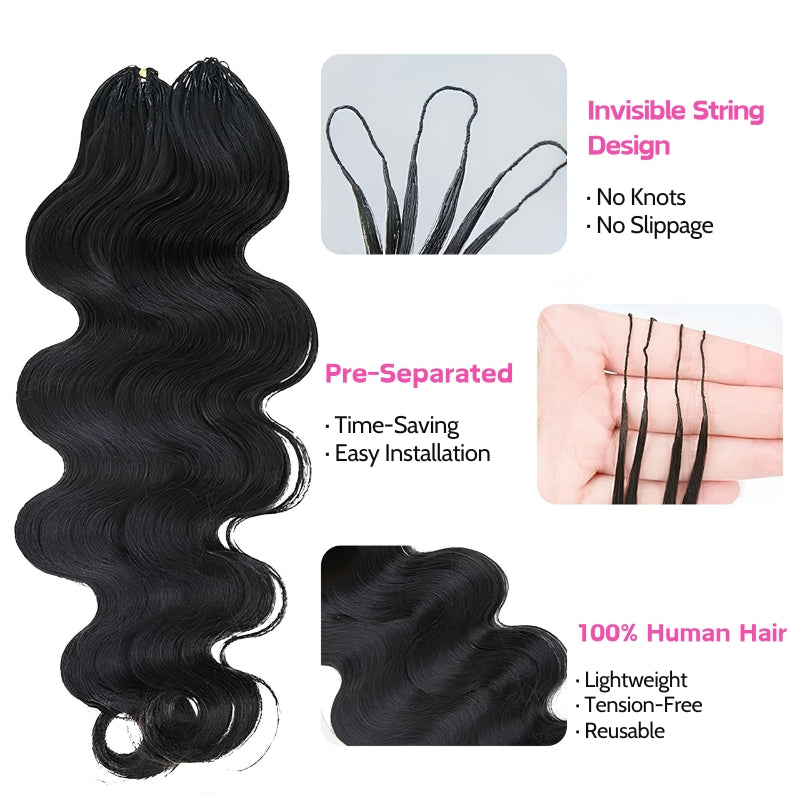 VIYA Feather Crochet Body Wave Natural Black Human Hair Extensions