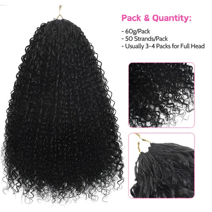 VIYA Feather Crochet Curly Natural Black Human Hair Extensions