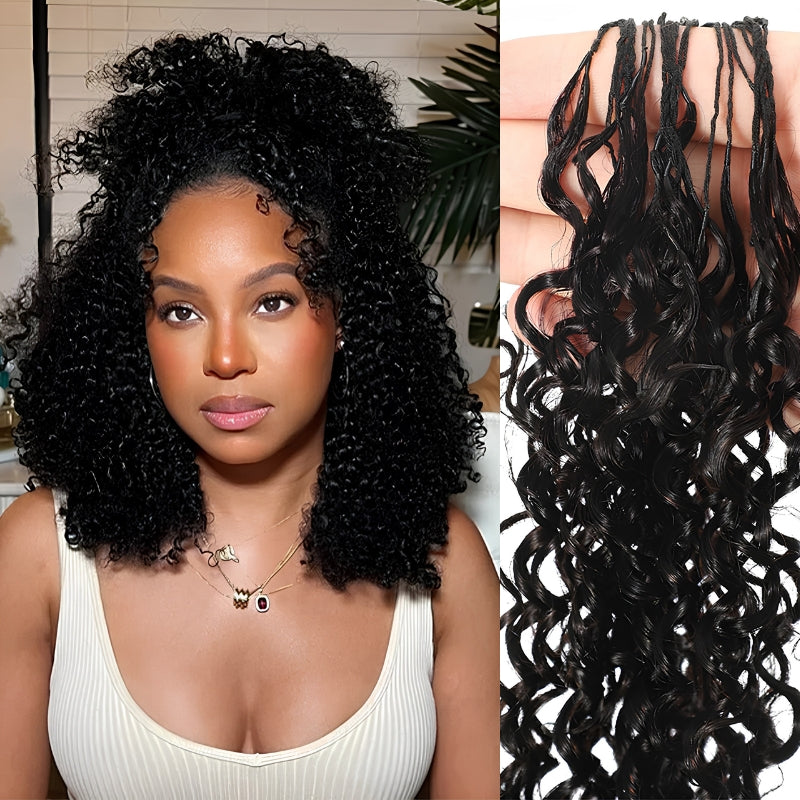 VIYA Feather Crochet Curly Natural Black Human Hair Extensions