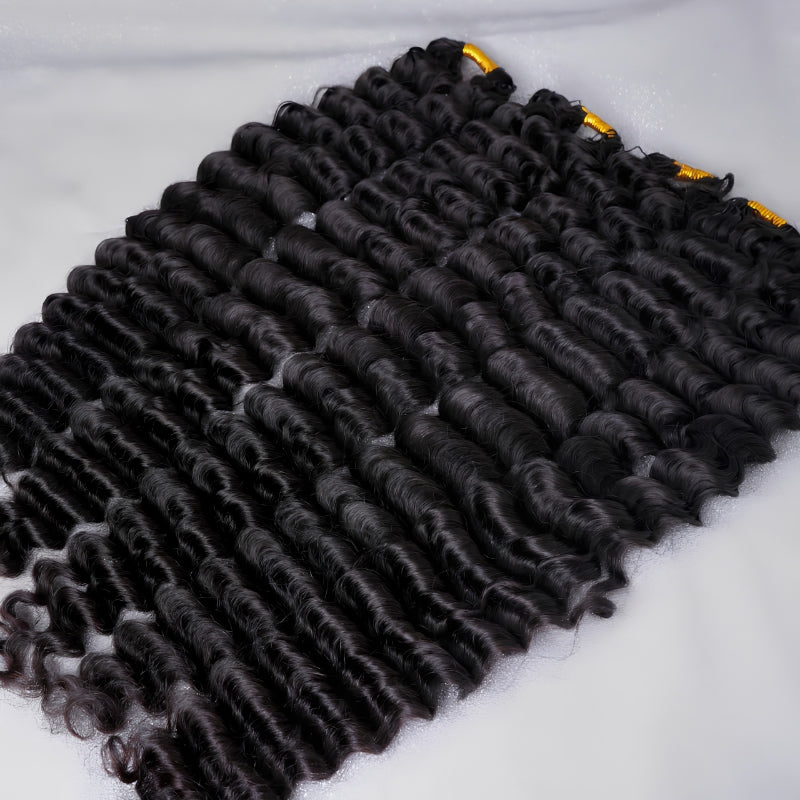 VIYA Feather Crochet Deep Wave Natural Black Human Hair Extensions