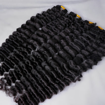 VIYA Feather Crochet Deep Wave Natural Black Human Hair Extensions