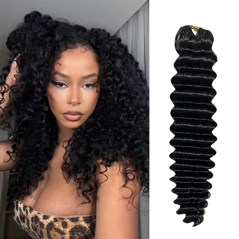 VIYA Feather Crochet Deep Wave Natural Black Human Hair Extensions