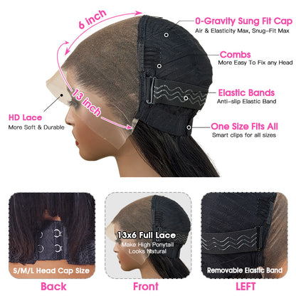 VIYA Full Size™ 13x4/13x6 HD Lace Frontal Deep Wave Natural Black Human Hair Pre Bleached Knots Wig