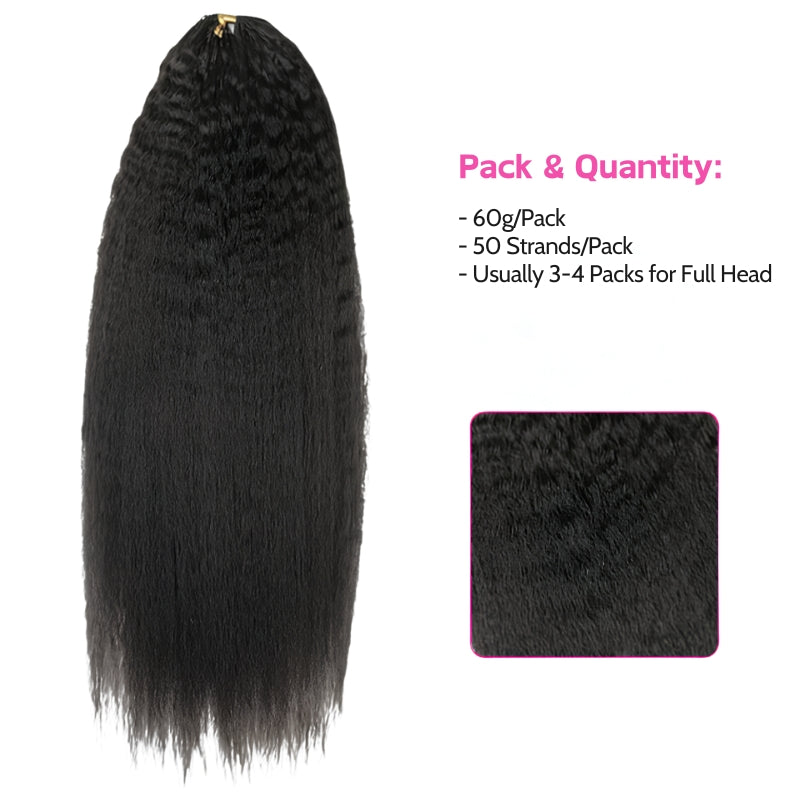 VIYA Feather Crochet Kinky Straight Natural Black Human Hair Extensions