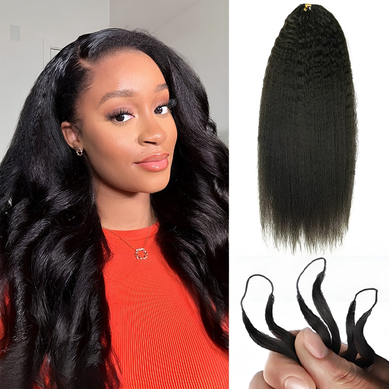 VIYA Feather Crochet Kinky Straight Natural Black Human Hair Extensions