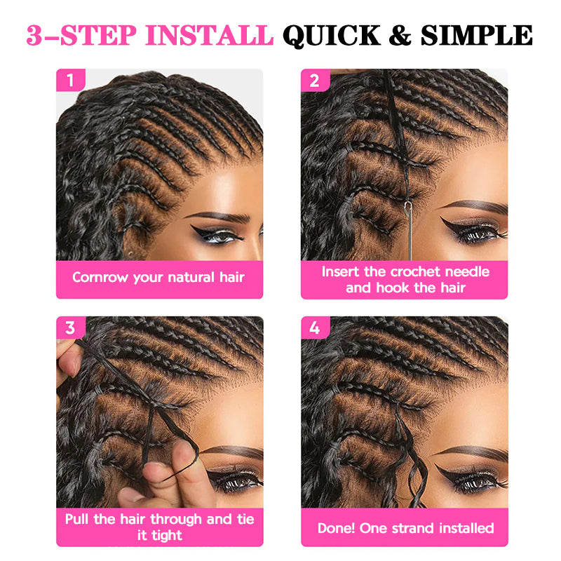 VIYA Feather Crochet Kinky Straight Natural Black Human Hair Extensions
