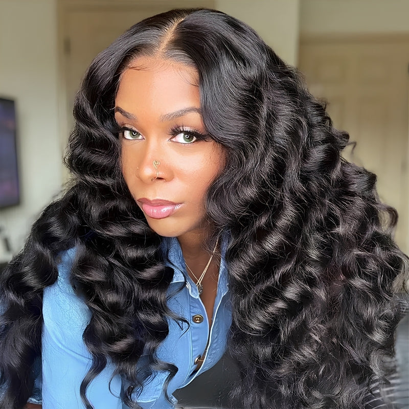 VIYA Feather Crochet Loose Deep Wave Natural Black Human Hair Extensions