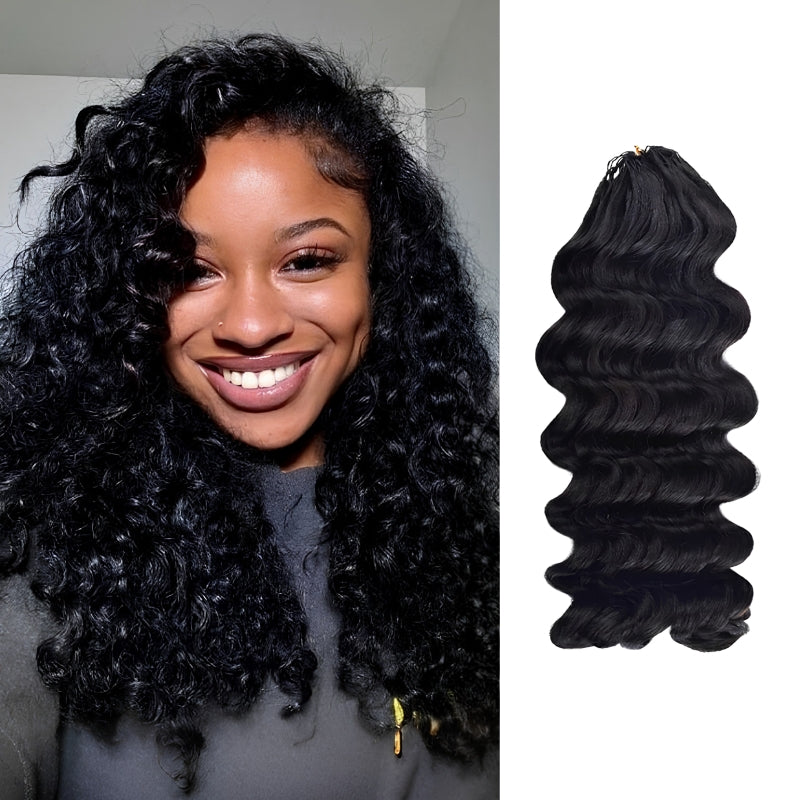 VIYA Feather Crochet Loose Deep Wave Natural Black Human Hair Extensions
