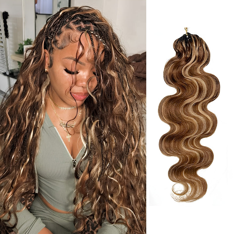 VIYA Feather Crochet P4/27 Balayage Highlight Body Wave Human Hair Extensions