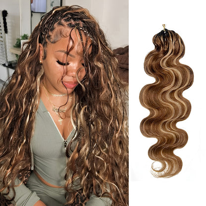 VIYA Feather Crochet P4/27 Balayage Highlight Body Wave Human Hair Extensions