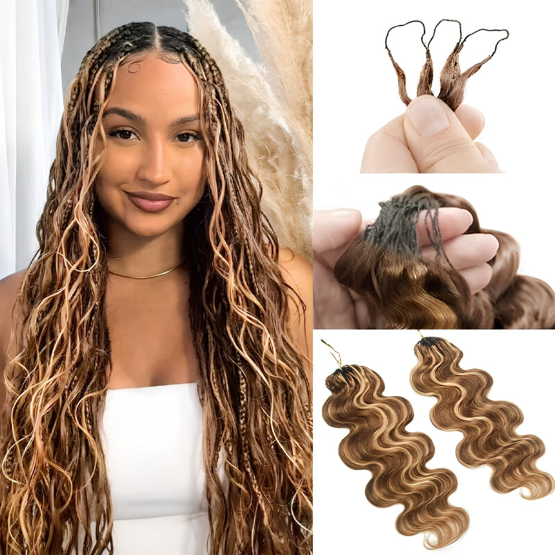 VIYA Feather Crochet P4/27 Balayage Highlight Body Wave Human Hair Extensions