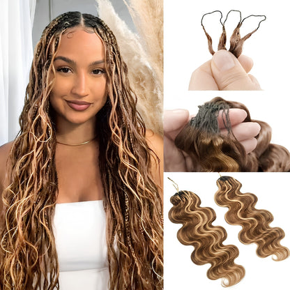 VIYA Feather Crochet P4/27 Balayage Highlight Body Wave Human Hair Extensions