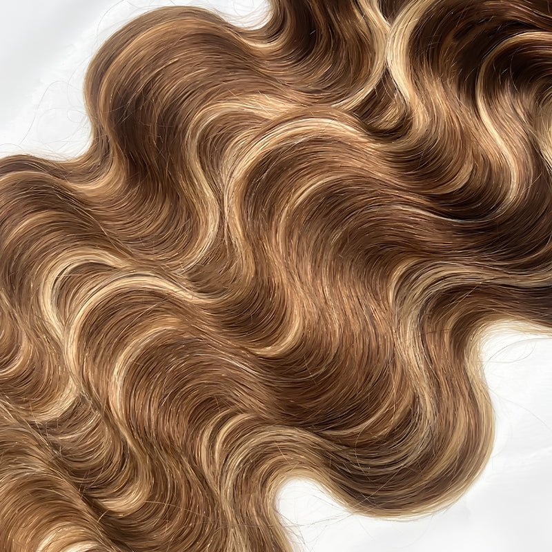 VIYA Feather Crochet P4/27 Balayage Highlight Body Wave Human Hair Extensions