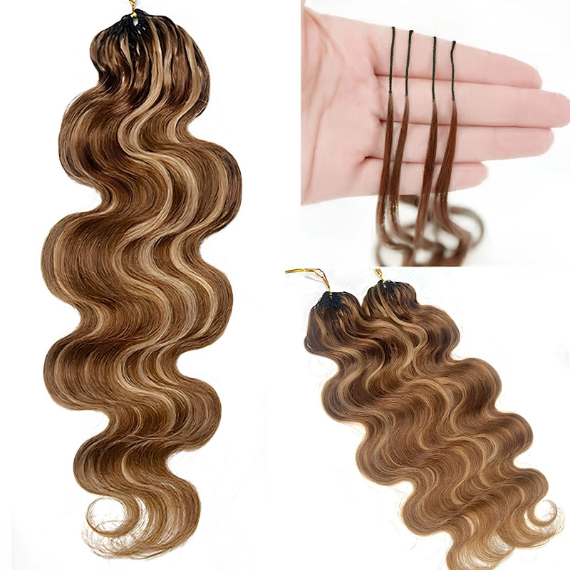 VIYA Feather Crochet P4/27 Balayage Highlight Body Wave Human Hair Extensions